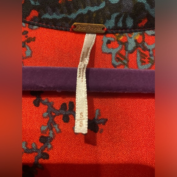 Free People If Only You Knew Boho Red Floral Long Sleeve Maxi Dress Size Small - Picture 8 of 9